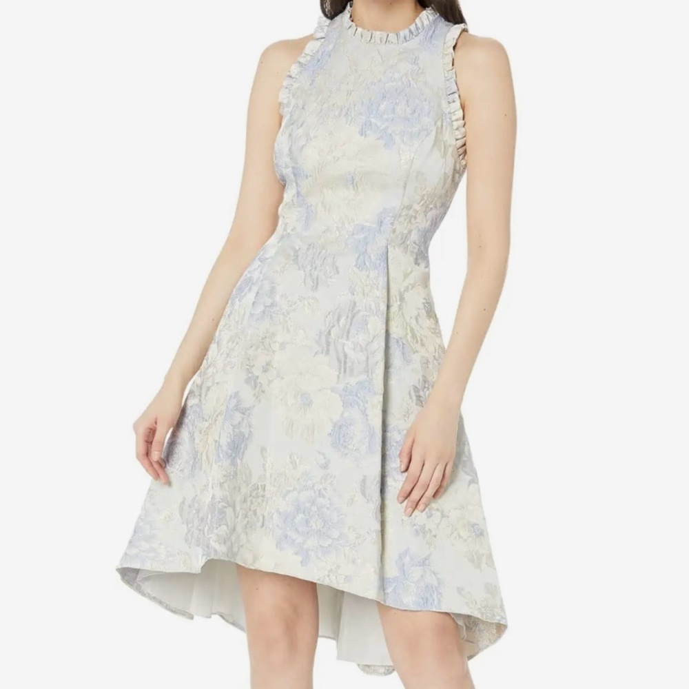 Metallic Jacquard Fit-and-Flare Halter Party Dress Sz 12